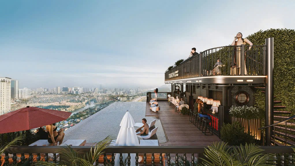 Quầy bar tầm nhìn tuyệt đẹp tại Tonkin Boutique Hotel